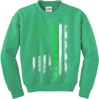 Irish American Flag Shamrock Clover Happy St Patrick's Day Kids Sweatshirt