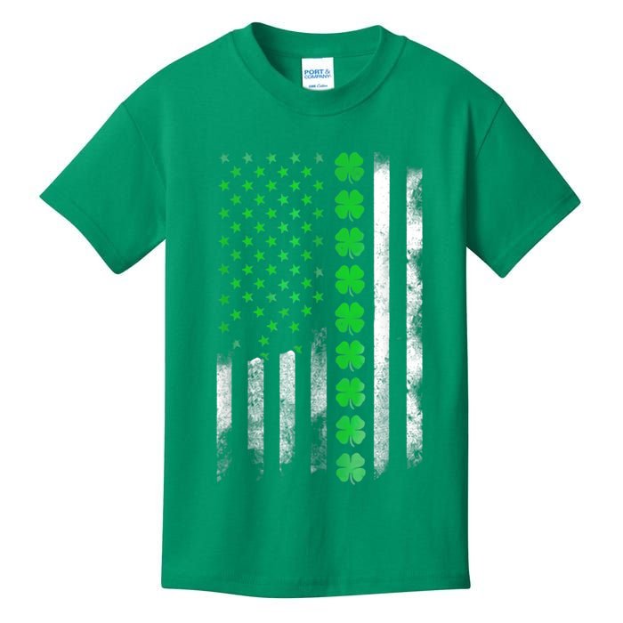 Irish American Flag Shamrock Clover Happy St Patrick's Day Kids T-Shirt