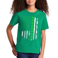 Irish American Flag Shamrock Clover Happy St Patrick's Day Kids T-Shirt