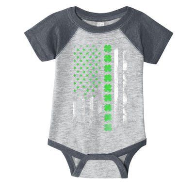Irish American Flag Shamrock Clover Happy St Patrick's Day Infant Baby Jersey Bodysuit
