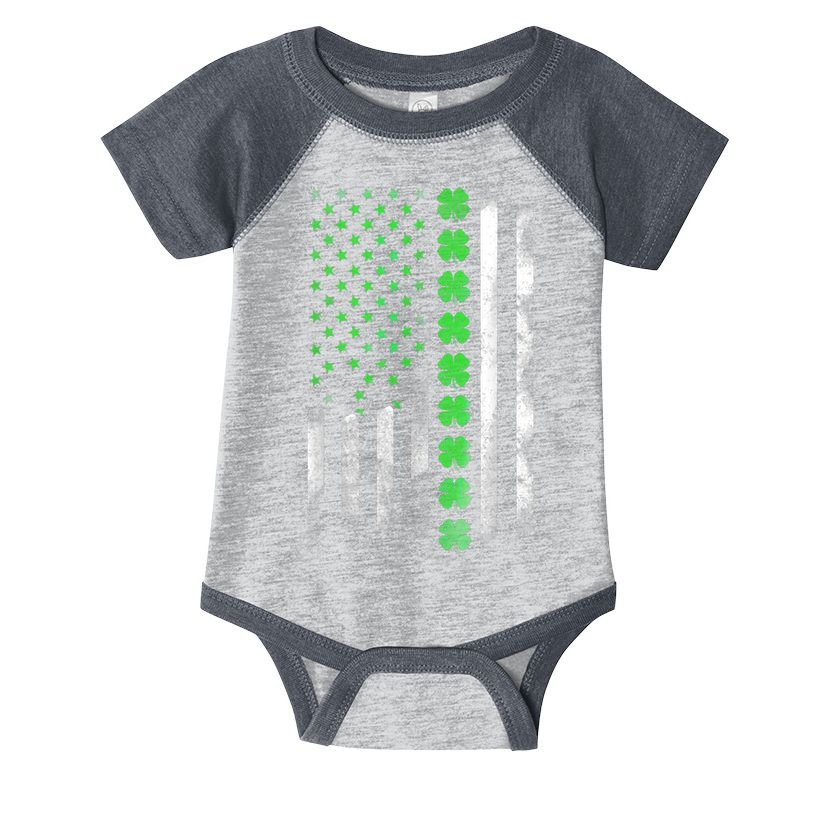 Irish American Flag Shamrock Clover Happy St Patrick's Day Infant Baby Jersey Bodysuit