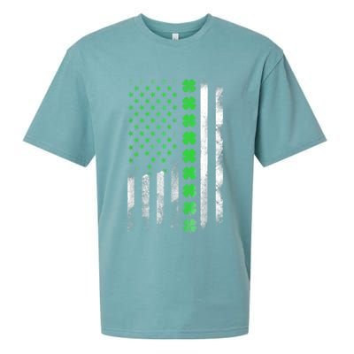 Irish American Flag Shamrock Clover Happy St Patrick's Day Sueded Cloud Jersey T-Shirt