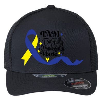 I Am Fearfully Wonderfully Made For Down Syndrome Awareness Gift Flexfit Unipanel Trucker Cap
