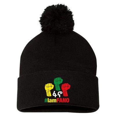 I Am Fano Fist Pom Pom 12in Knit Beanie