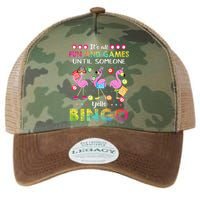 It's All Fun and Games Until Someone Yells Bingo Flamingo Legacy Tie Dye Trucker Hat