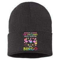 It's All Fun and Games Until Someone Yells Bingo Flamingo Sustainable Knit Beanie
