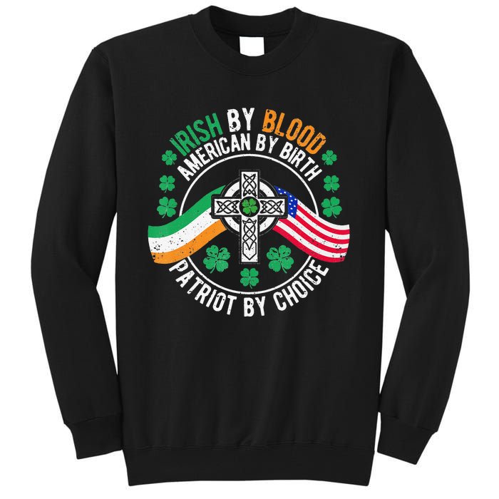 Irish American Flag Celtic Cross Funny St Patrick's Day Tall Sweatshirt