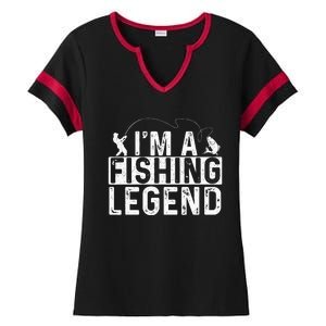 IM A Fishing Legend Fisherman Fish Lover Angling Ladies Halftime Notch Neck Tee