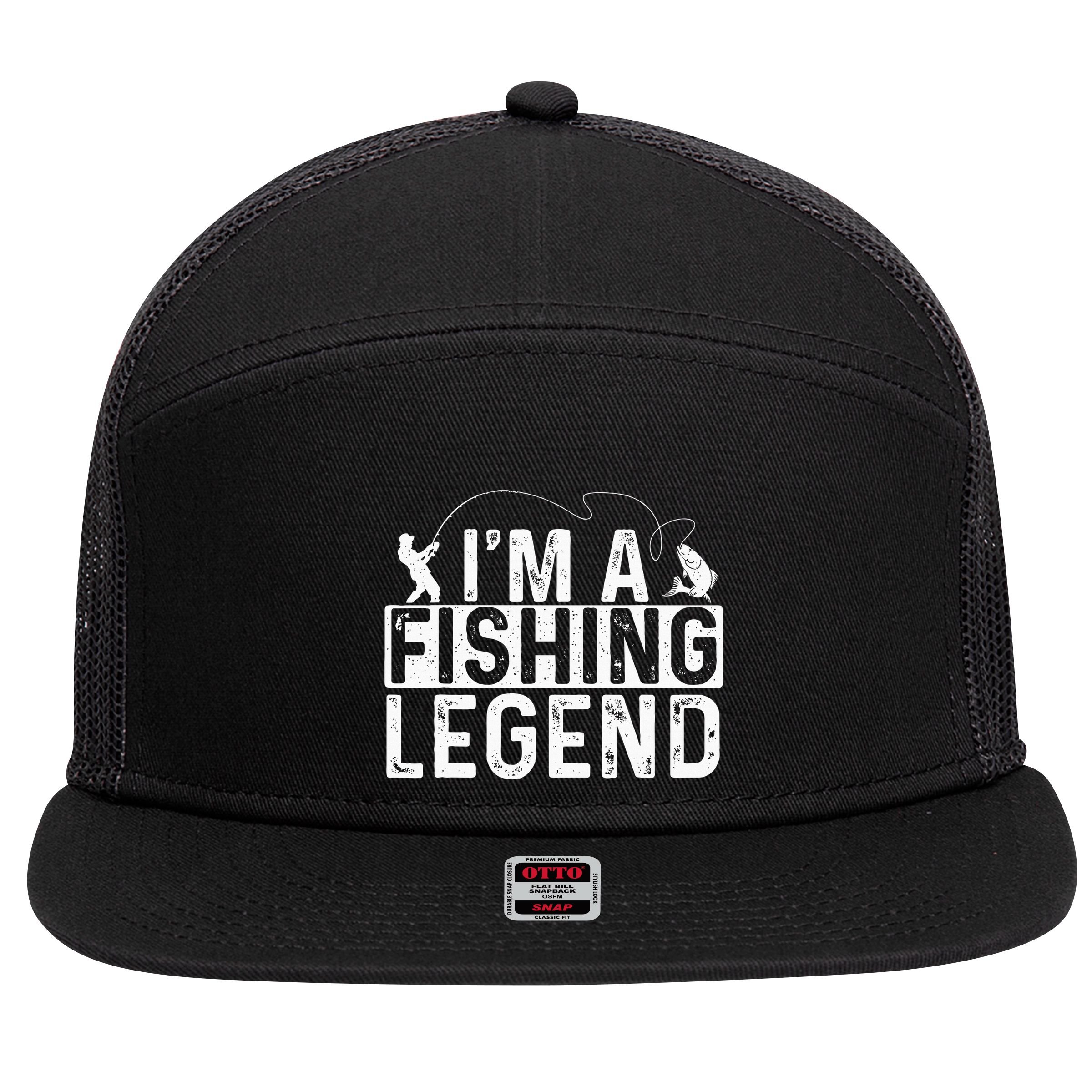 IM A Fishing Legend Fisherman Fish Lover Angling 7 Panel Mesh Trucker Snapback Hat
