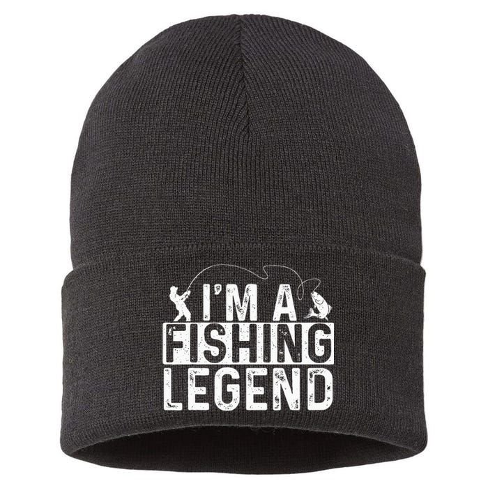 IM A Fishing Legend Fisherman Fish Lover Angling Sustainable Knit Beanie