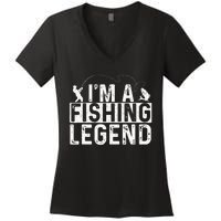 IM A Fishing Legend Fisherman Fish Lover Angling Women's V-Neck T-Shirt