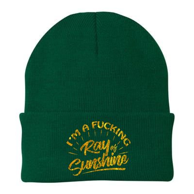 Im A Fucking Ray Of Sunshine Sarcastic Gold Font Knit Cap Winter Beanie