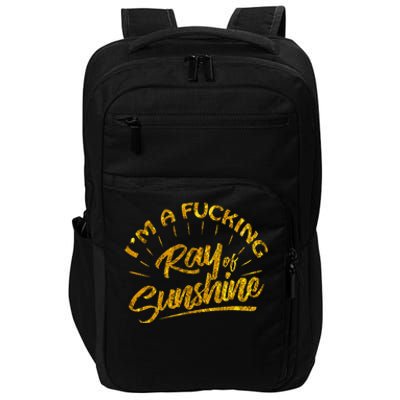 Im A Fucking Ray Of Sunshine Sarcastic Gold Font Impact Tech Backpack