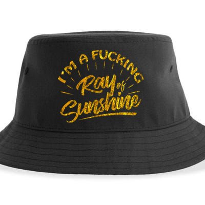 Im A Fucking Ray Of Sunshine Sarcastic Gold Font Sustainable Bucket Hat