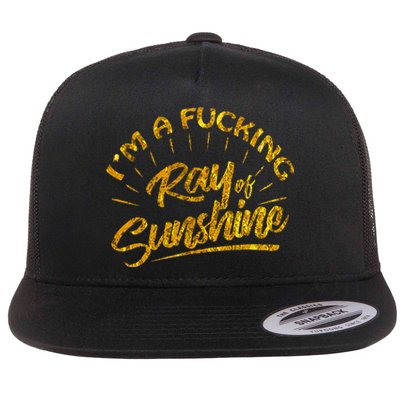 Im A Fucking Ray Of Sunshine Sarcastic Gold Font Flat Bill Trucker Hat