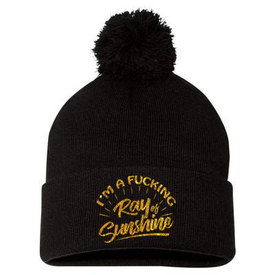 Im A Fucking Ray Of Sunshine Sarcastic Gold Font Pom Pom 12in Knit Beanie