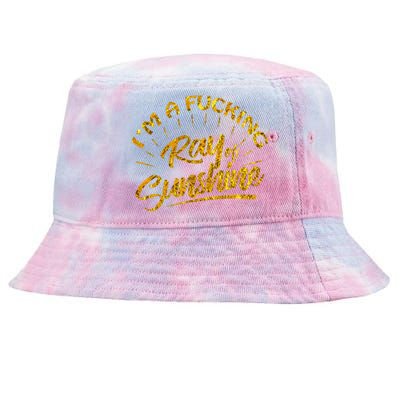 Im A Fucking Ray Of Sunshine Sarcastic Gold Font Tie-Dyed Bucket Hat