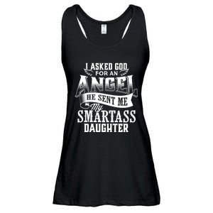 I Asked For An Angel God Sent Me A Smartass Daughter Funny Smartass Daughter Ladies Essential Flowy Tank