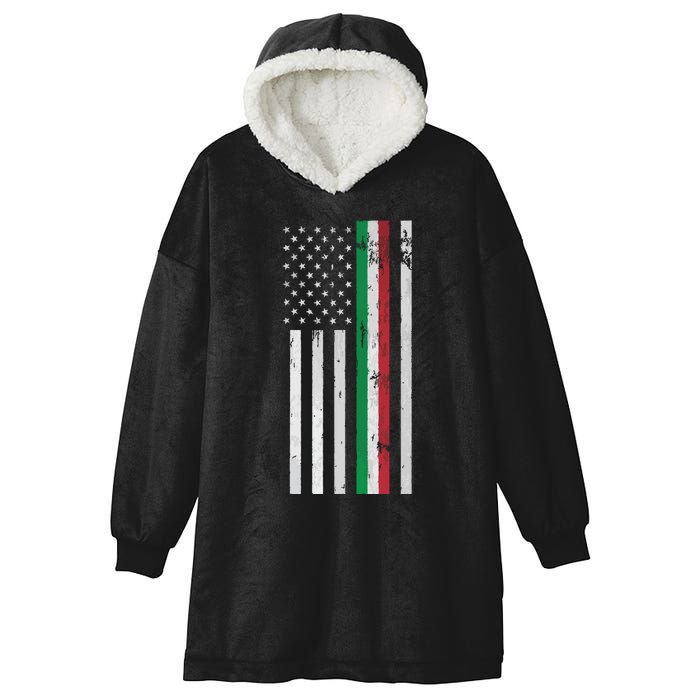 Italian American Flag Italian American Pride Hooded Wearable Blanket