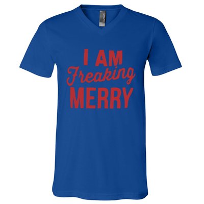 I Am Freaking Merry Xmas Funny Christmas Gift V-Neck T-Shirt