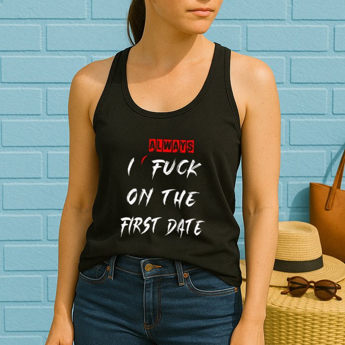 I Always Fuck On The First Date Funny First Date Womens Tank Top