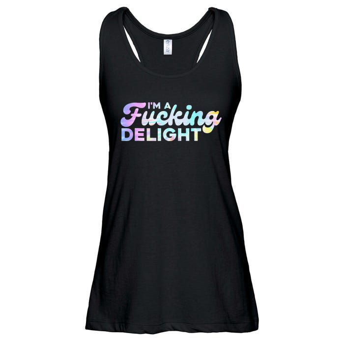 I'm A Fucking Delight Funny Sarcasm I'm A Delight Tie Dye Ladies Essential Flowy Tank