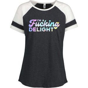 I'm A Fucking Delight Funny Sarcasm I'm A Delight Tie Dye Enza Ladies Jersey Colorblock Tee