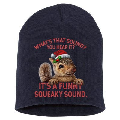 ItS A Funny Squeaky Sound Christmas Squirrel Short Acrylic Beanie