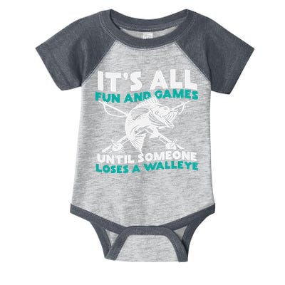 ItS All Fun And Games Until Someone Loses A Walleye Infant Baby Jersey Bodysuit