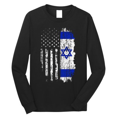 Israeli American Flag Pride Israel Usa Israeli Long Sleeve Shirt