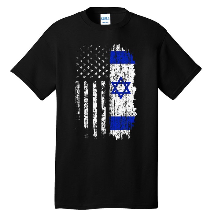 Israeli American Flag Pride Israel Usa Israeli Tall T-Shirt