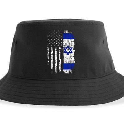 Israeli American Flag Pride Israel Usa Israeli Sustainable Bucket Hat