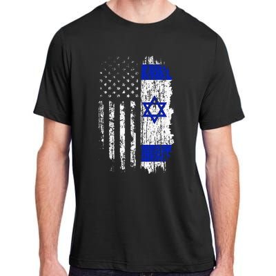 Israeli American Flag Pride Israel Usa Israeli Adult ChromaSoft Performance T-Shirt