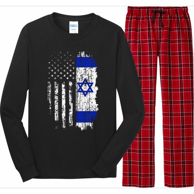 Israeli American Flag Pride Israel Usa Israeli Long Sleeve Pajama Set