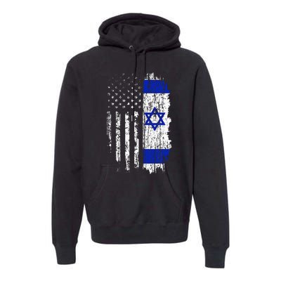 Israeli American Flag Pride Israel Usa Israeli Premium Hoodie