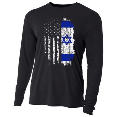 Israeli American Flag Pride Israel Usa Israeli Cooling Performance Long Sleeve Crew