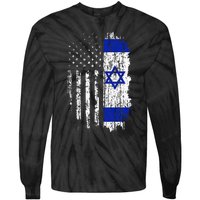 Israeli American Flag Pride Israel Usa Israeli Tie-Dye Long Sleeve Shirt