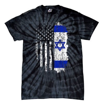 Israeli American Flag Pride Israel Usa Israeli Tie-Dye T-Shirt