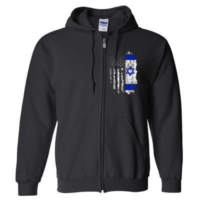 Israeli American Flag Pride Israel Usa Israeli Full Zip Hoodie