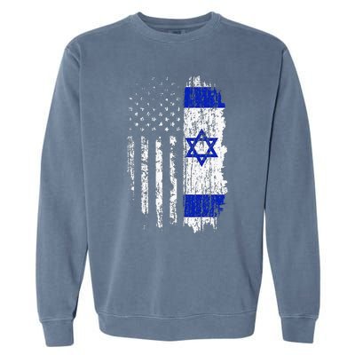 Israeli American Flag Pride Israel Usa Israeli Garment-Dyed Sweatshirt