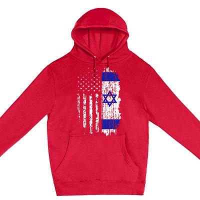 Israeli American Flag Pride Israel Usa Israeli Premium Pullover Hoodie