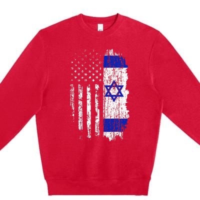 Israeli American Flag Pride Israel Usa Israeli Premium Crewneck Sweatshirt