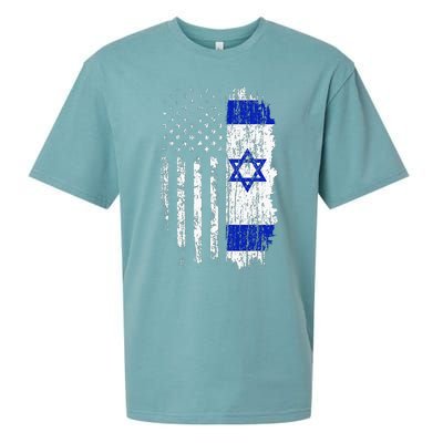 Israeli American Flag Pride Israel Usa Israeli Sueded Cloud Jersey T-Shirt