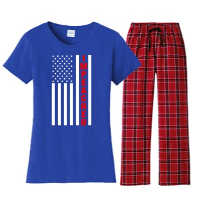 Impeached American Flag Against Donald Trump Merica Gift Women's Flannel Pajama Set