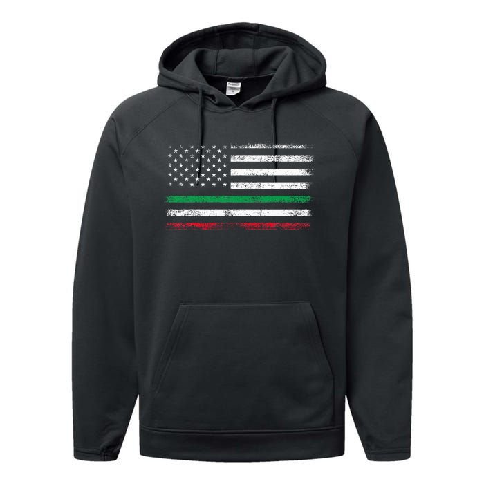 Italian American Flag Italy Flag Performance Fleece Hoodie