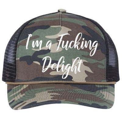 Im A Fucking Delight Funny Sassy Bitchy Retro Rope Trucker Hat Cap