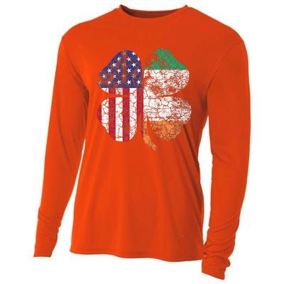 Irish American Flag Ireland Flag ST PATRICKS DAY Gift Lucky Cooling Performance Long Sleeve Crew