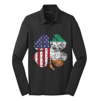 Irish American Flag Ireland Flag ST PATRICKS DAY Gift Lucky Silk Touch Performance Long Sleeve Polo