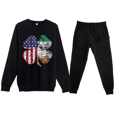 Irish American Flag Ireland Flag ST PATRICKS DAY Gift Lucky Premium Crewneck Sweatsuit Set