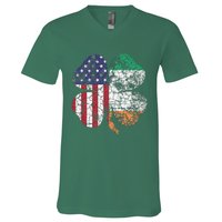 Irish American Flag Ireland Flag ST PATRICKS DAY Gift Lucky V-Neck T-Shirt